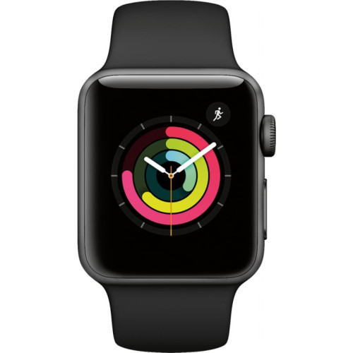 Apple Watch S3 38mm Space Gray Aluminum with Black Sport Band в рассрочку без первоначального взноса и переплат
