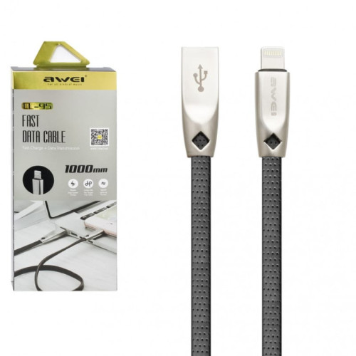 Кабель USB - Lighting / Awei CL-95 / 1M / Черный в рассрочку без первоначального взноса и переплат