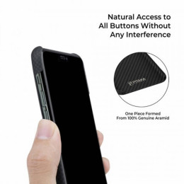Чехол iPhone 11 Pro Max Pitaka Черно-Серый (шахматное плетение)/Кевлар (арамид)