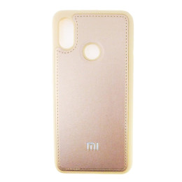 Чехол Xiaomi Mi 8 под кожу с логотипом Золотой