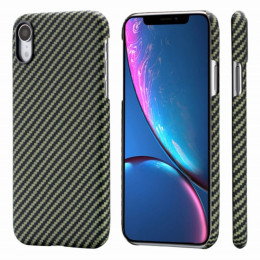 Чехол iPhone XR Pitaka MagEZ Case Черно-Зеленый(в полоску)/Кевлар (арамид)