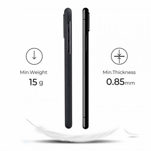 Чехол iPhone 11 Pitaka Черно-Серый (мелкое плетение)/Кевлар (арамид) в рассрочку без первоначального взноса и переплат