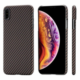 Чехол iPhone XS Max Pitaka MagEZ Case Черно-Коричневый (в полоску)/Кевлар (арамид)