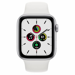 Apple Watch SE 44mm Silver Aluminum Case / White Sport Band