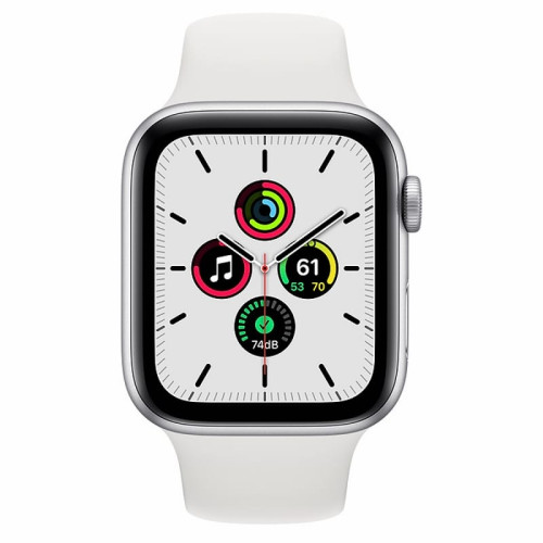 Apple Watch SE 44mm Silver Aluminum Case / White Sport Band в рассрочку без первоначального взноса и переплат