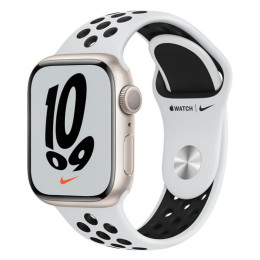 Apple Watch S7 NIKE 41mm Starlight Aluminum Case / Platinum/Black Nike Sport Band