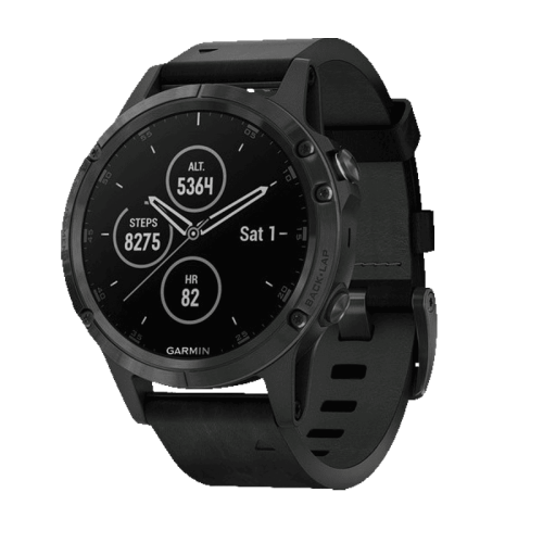 Смарт Часы Garmin Fenix 5 Plus Sapphire Black / Black Leather Band в рассрочку без первоначального взноса и переплат