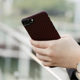 Чехол iPhone 7/8 Plus Pitaka MagEZ Case Черно-Красный (в полоску)/Кевлар (арамид)